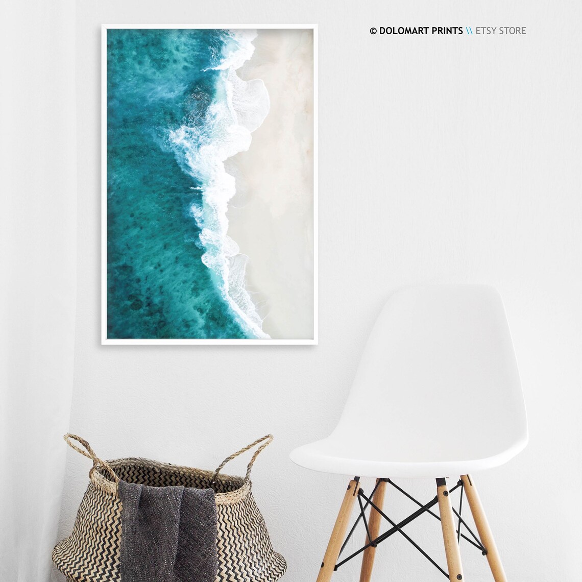 Ocean Beach and Waves Minimal Beach Photography Art Print - Image 3