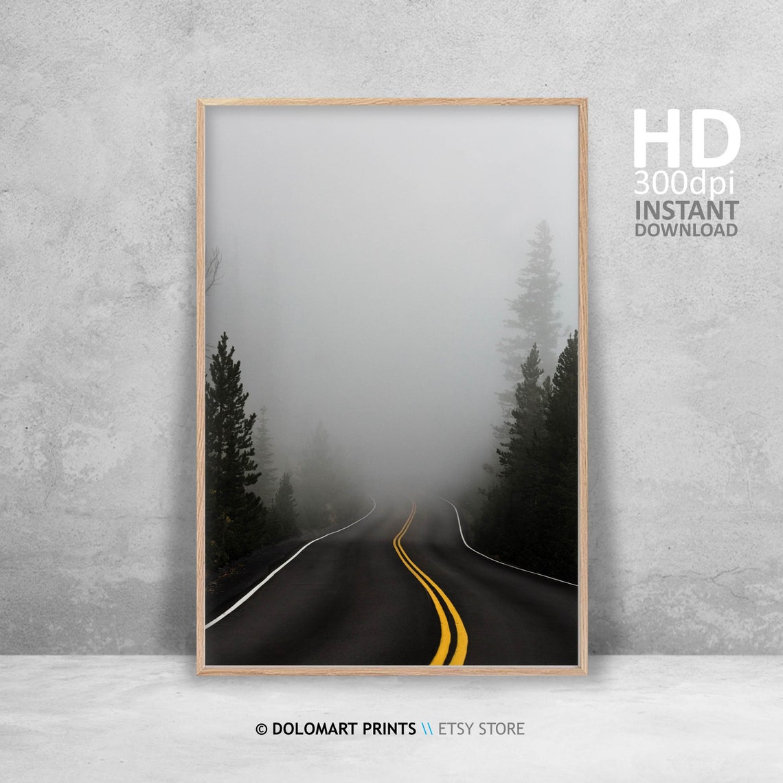 Foggy Mountain Road Pine Forest Moody Adventure Travel Poster - Image 4