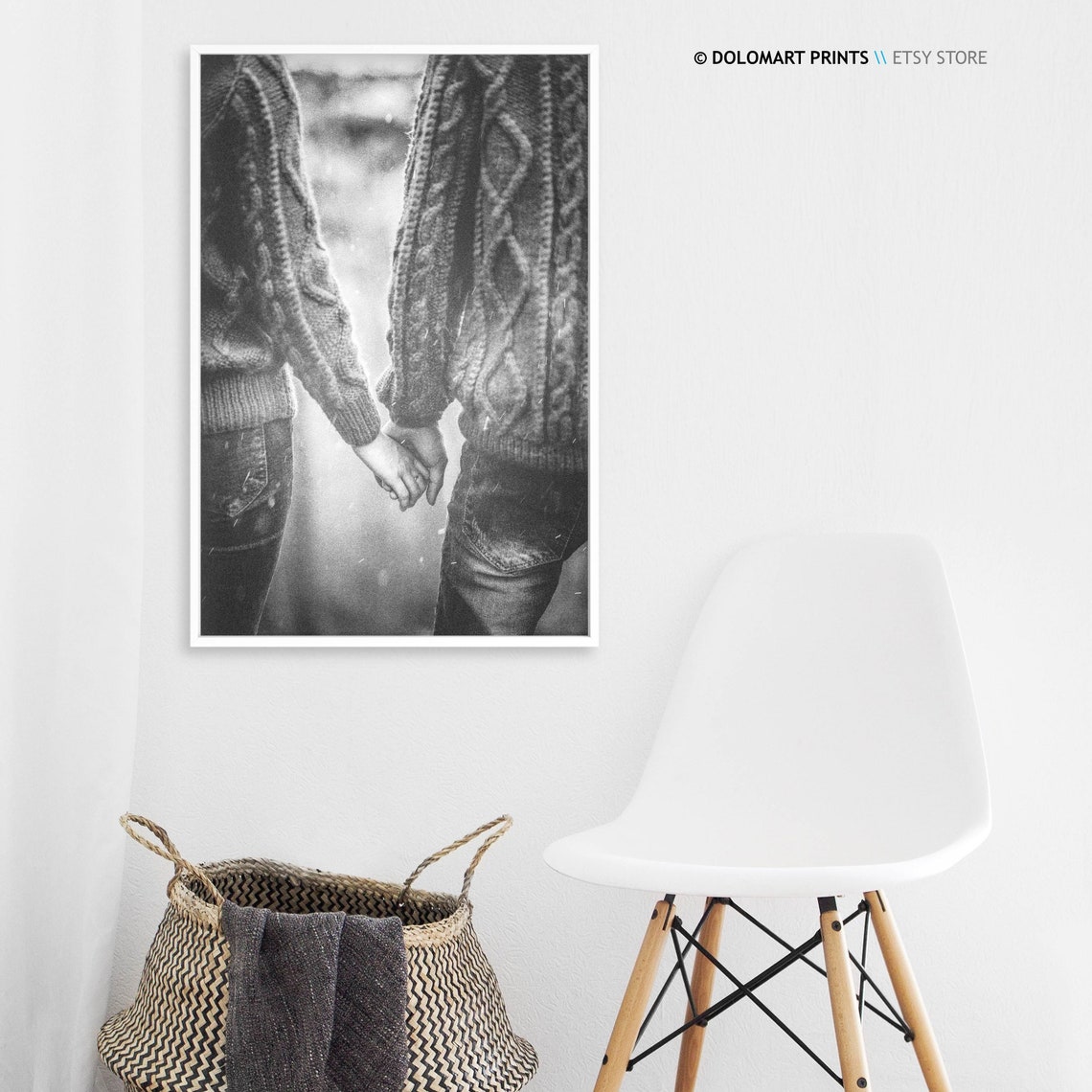 Couple Holding Hands in Sweaters Romantic Love Photography Poster - Image 3