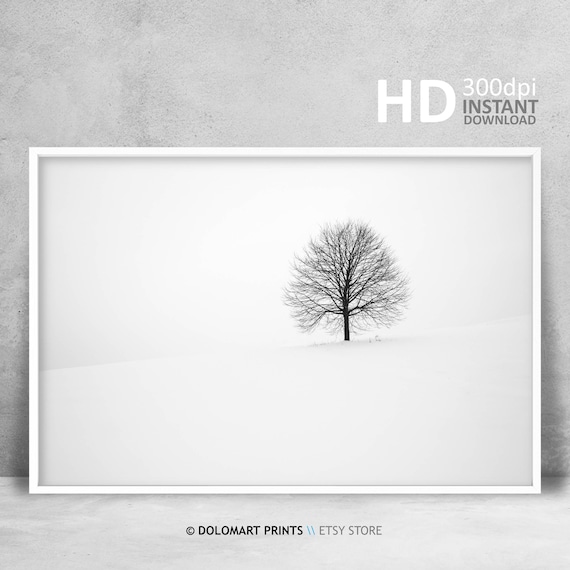 Black and White Scandinavian Minimal Tree Art Print