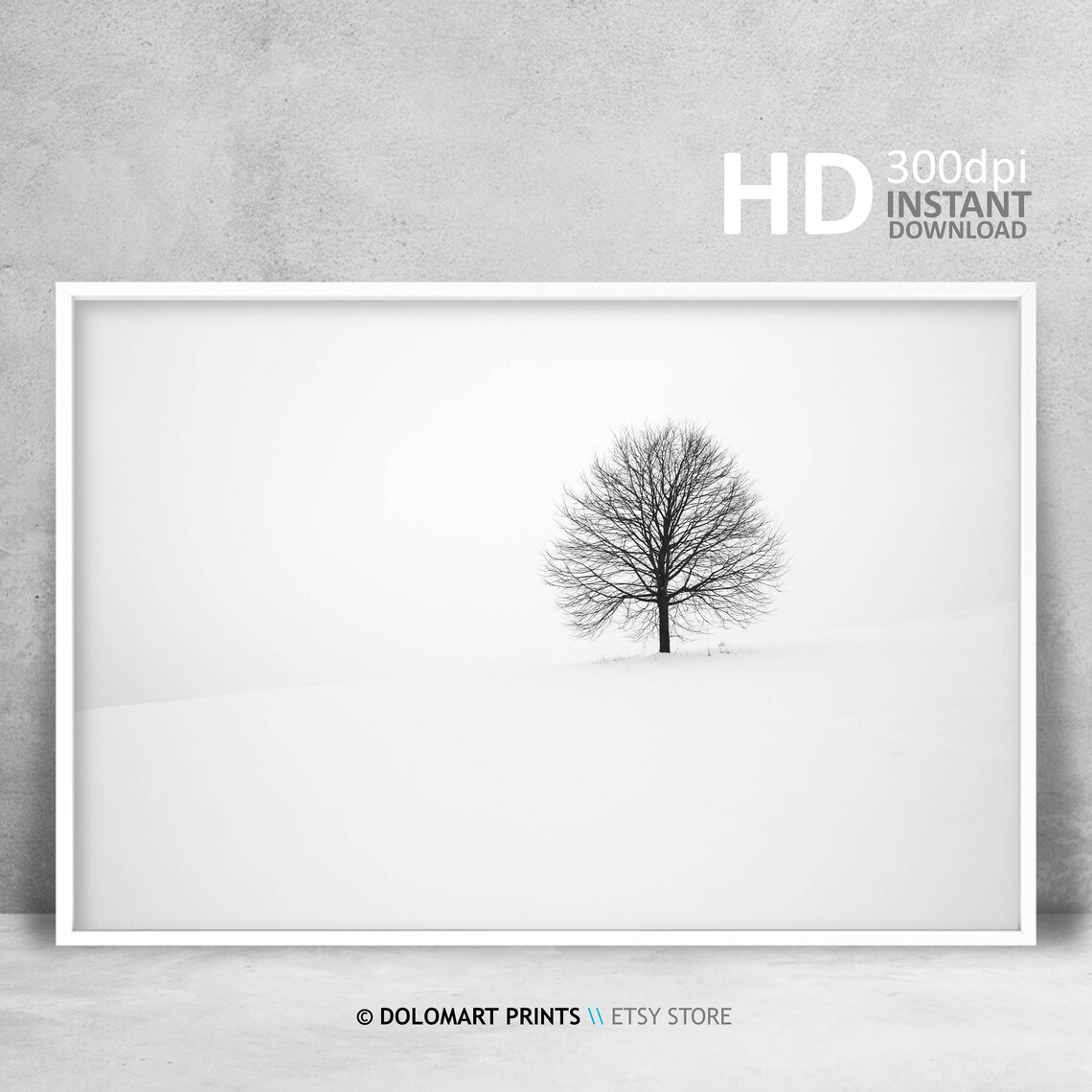 Black and White Scandinavian Minimal Tree Art Print