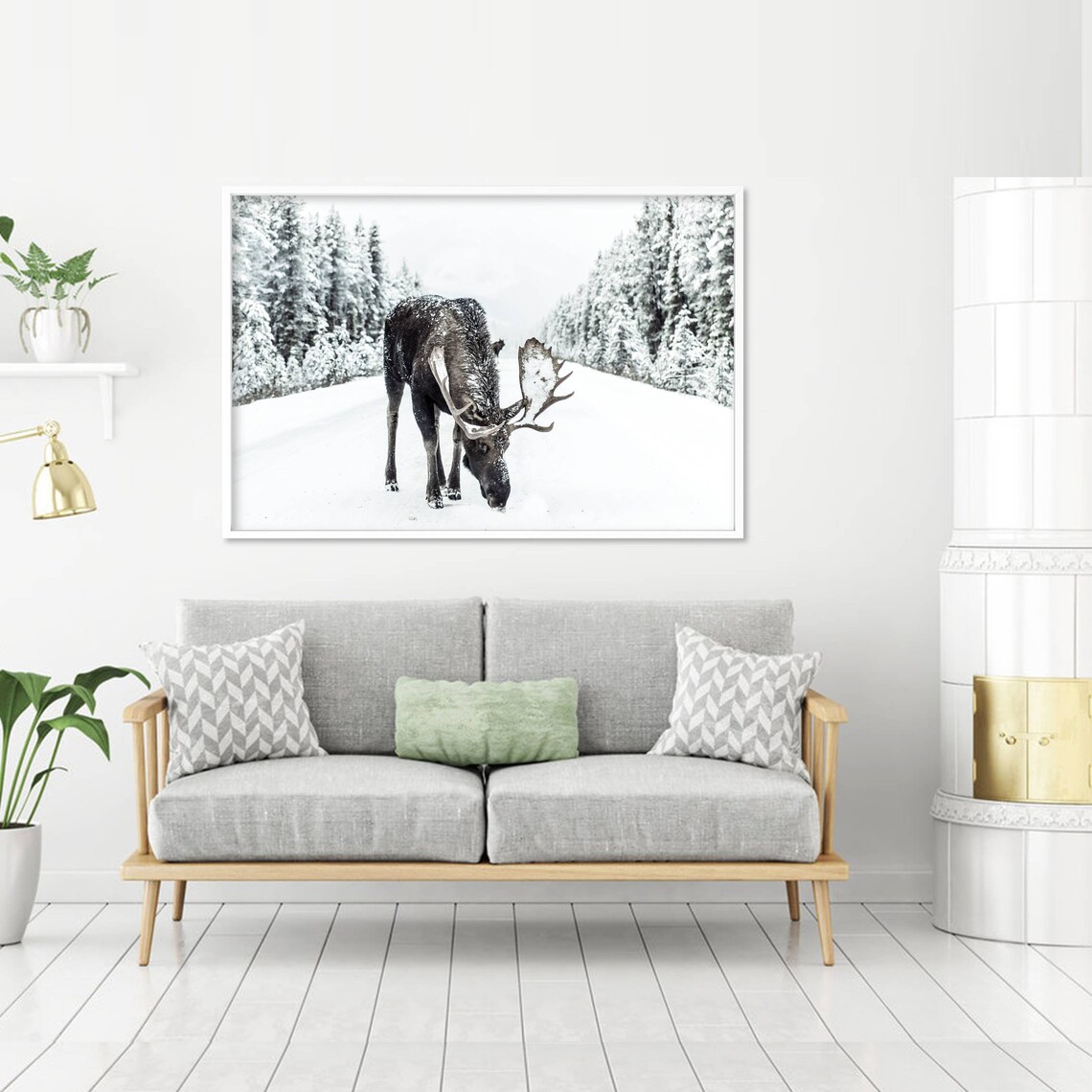 Moose in Snow Rustic Christmas Holiday Poster - Image 2