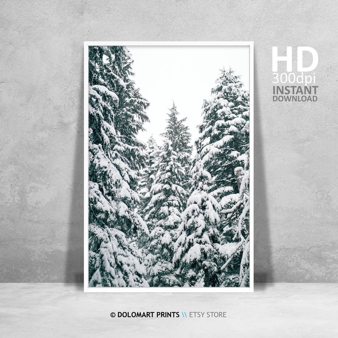 Winter Trees Rustic Christmas Forest Art Print
