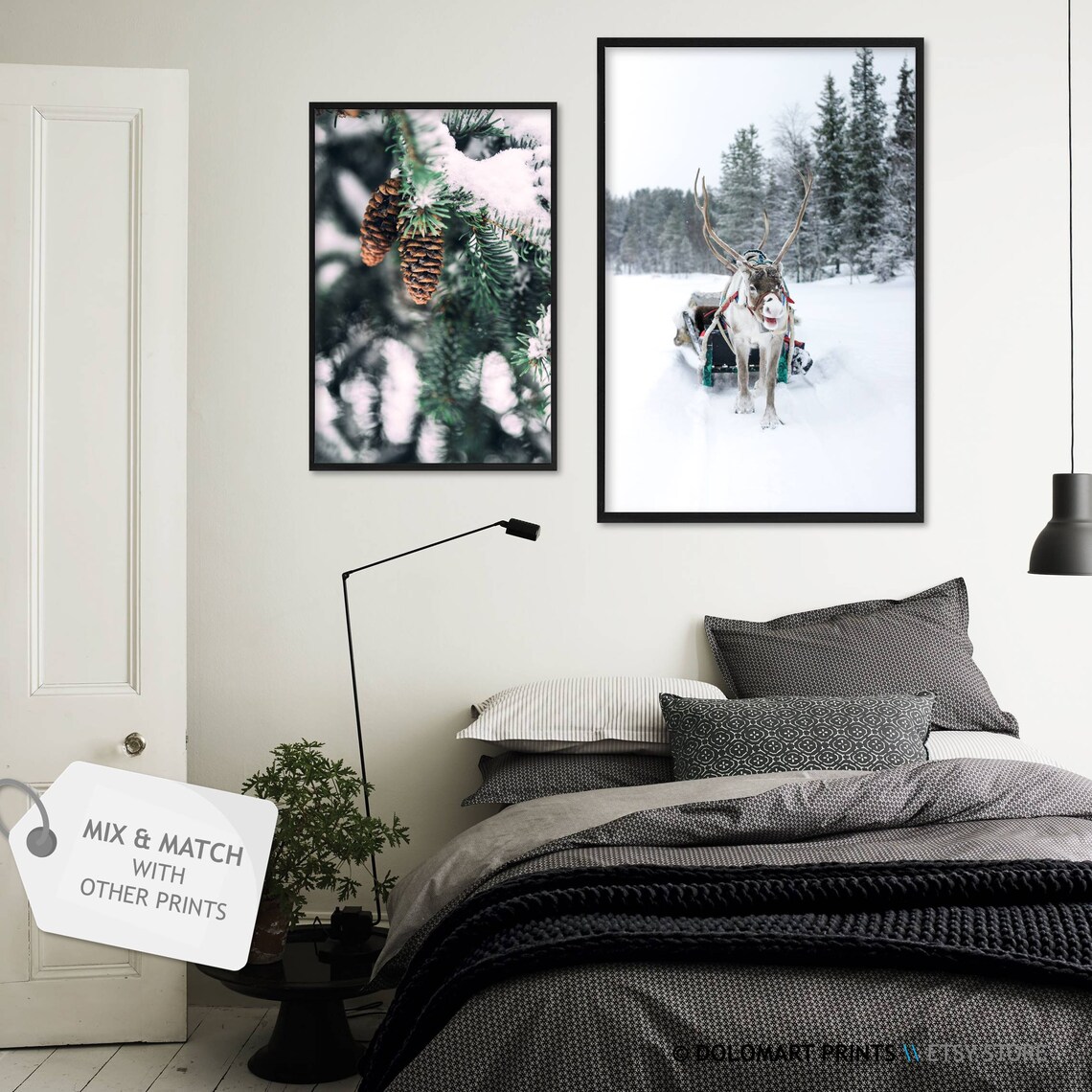 Rustic Reindeer Art Print, Christmas Winter Decor - Image 2