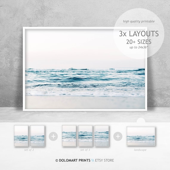 Beach Wall Art Print, Coastal Ocean Waves