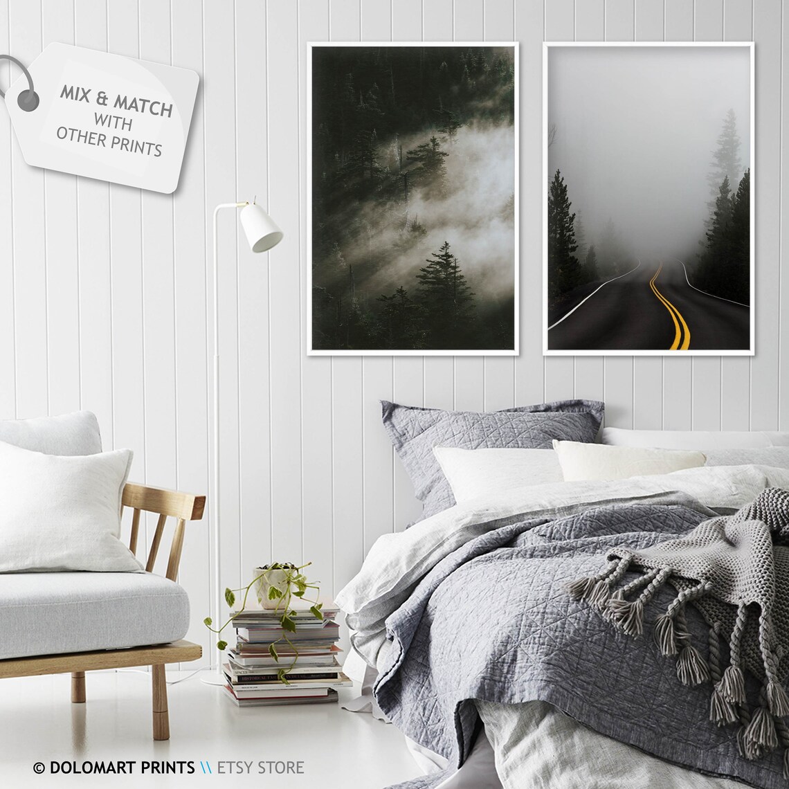 Minimalist Forest Landscape, Moody Nordic Art Print - Image 2