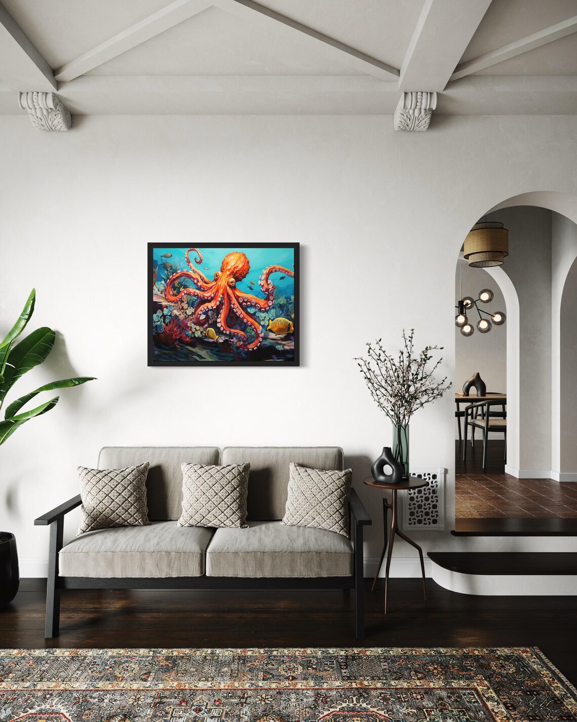Octopus Abstract Art Print, Ocean-Inspired Decor - Image 2