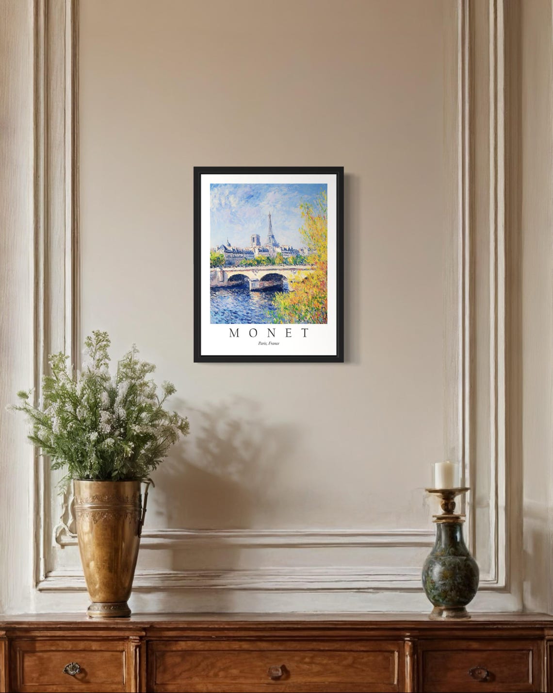 Paris Eiffel Tower Over the Seine Monet Style Cityscape Poster - Image 2