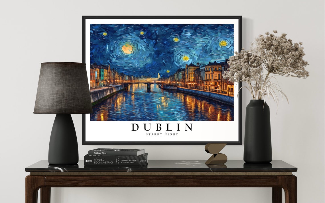 Dublin Starry Night River Van Gogh Style Cityscape Art Poster - Image 3