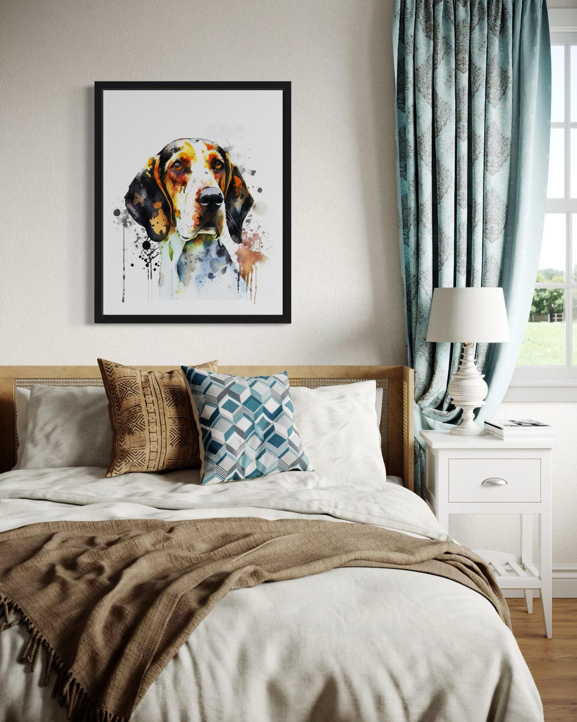 Treeing Walker Coonhound Watercolor Hound Portrait Art Poster - Image 4