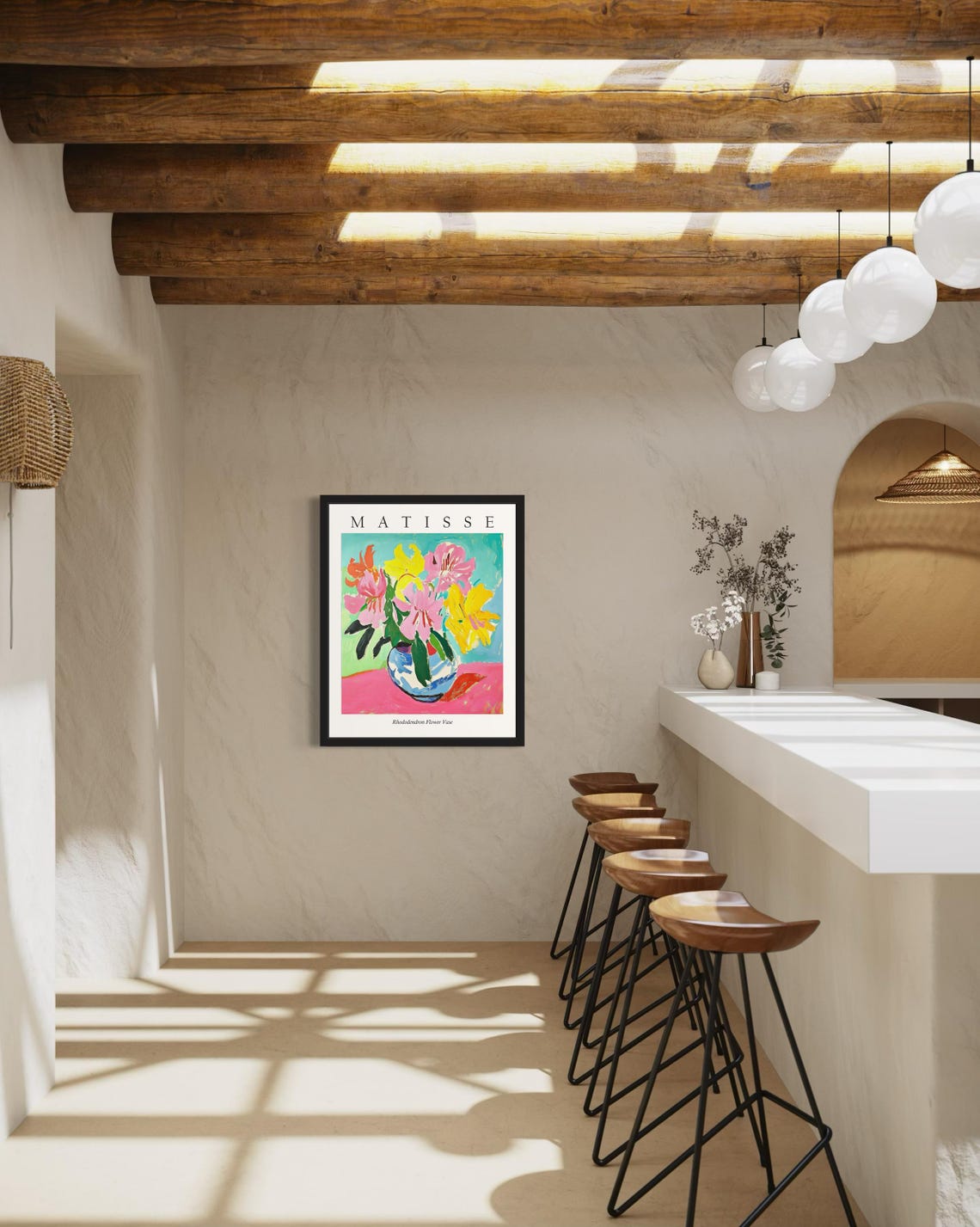 Matisse Style Rhododendron Flower Vase Soft Fauvist Still Life Poster - Image 4