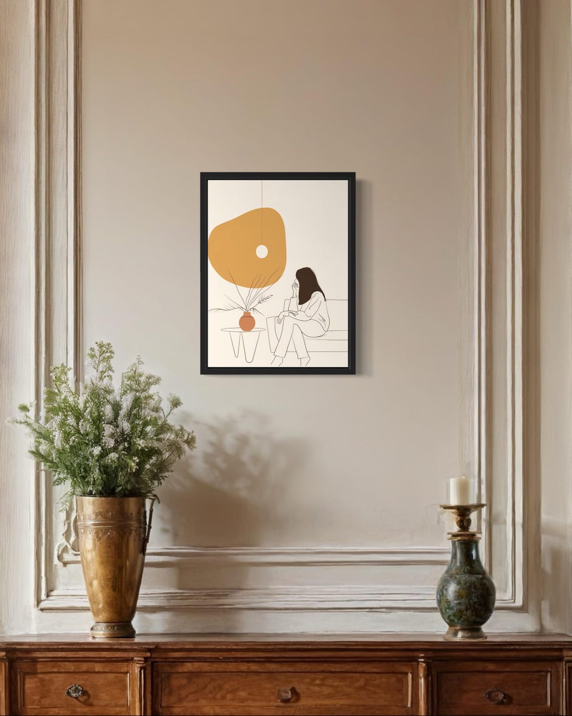 Woman Relaxing On Sofa Minimal Line Art Calm Home Art Poster - Image 2