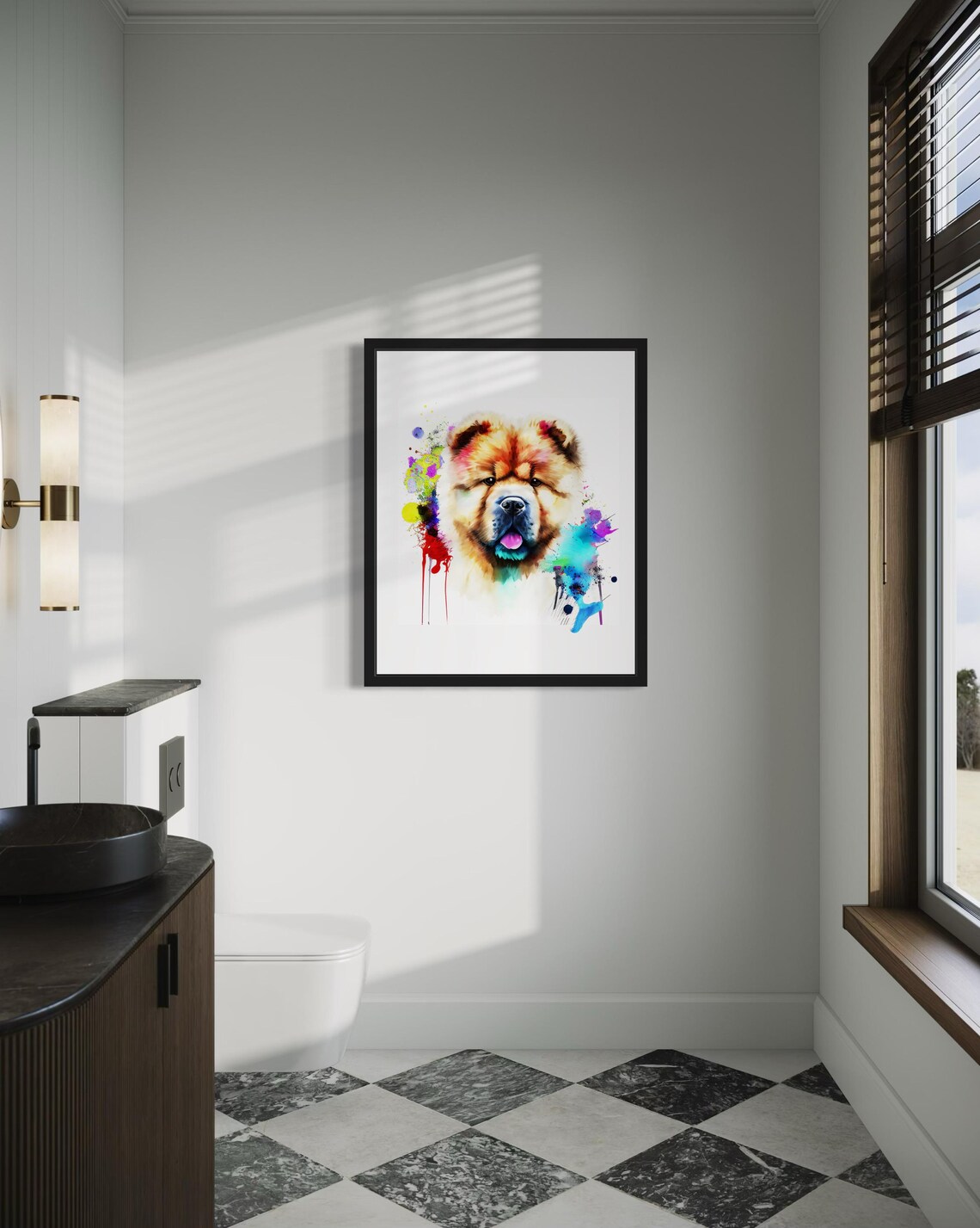 Chow Chow Watercolor Portrait Vivid Color Splash Ink Art Poster - Image 4