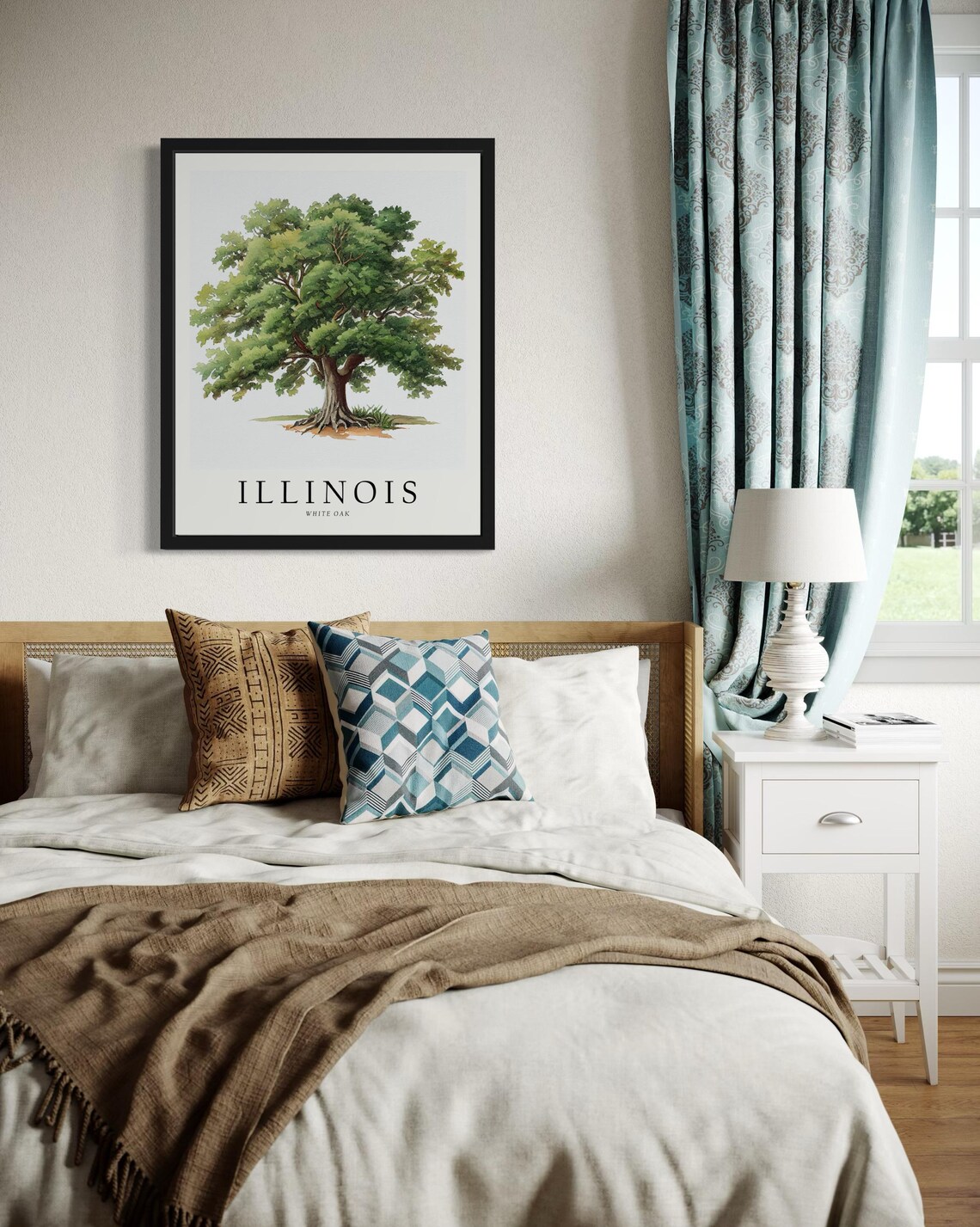 Illinois Whie Oak State Tree Art Print Wall Art Poster Original Paint Artwork Artwork Decor - Image 2