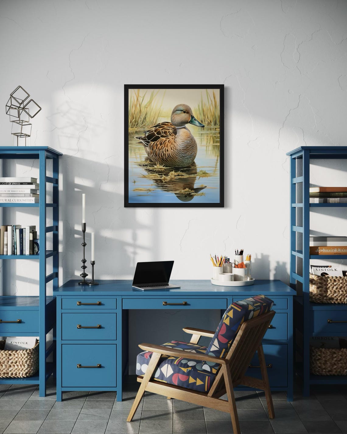Gadwall Duck Resting in Calm Marsh Water Vintage Waterfowl Duck Poster - Image 3