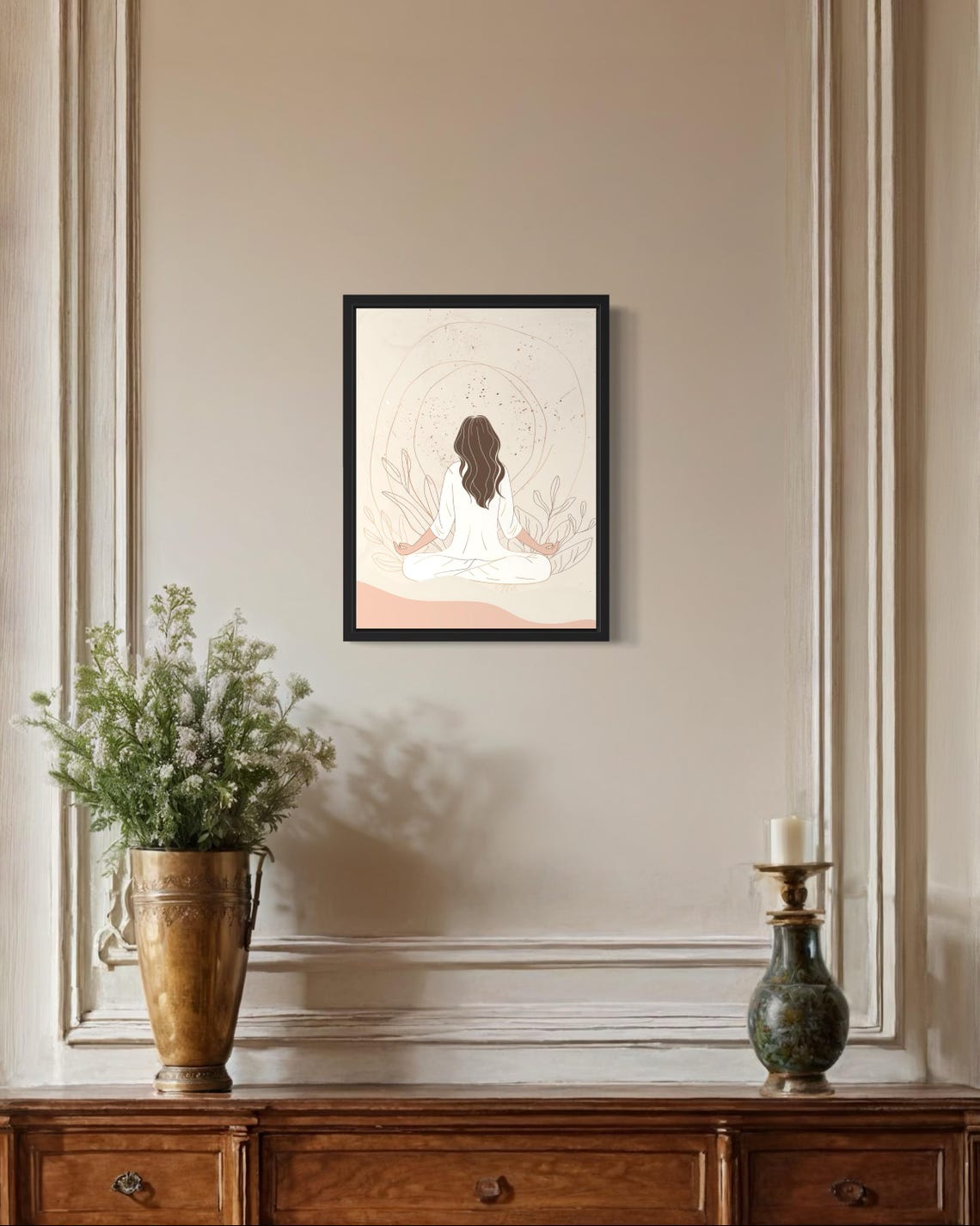 Female Meditating Boho Art Print - Image 2