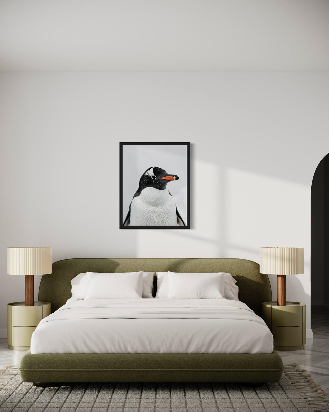 Elegant Gentoo Penguin Portrait on Gray Background Photo Poster - Image 3