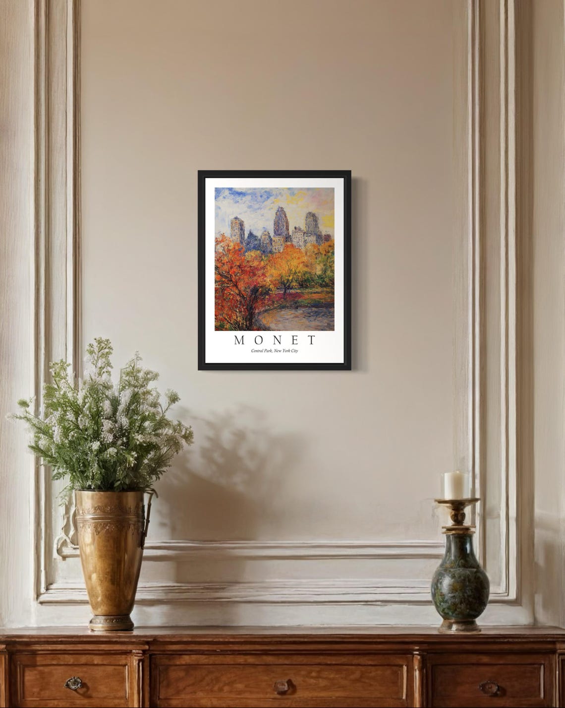 Central Park New York City Autumn Foliage Skyline Monet Poster - Image 3