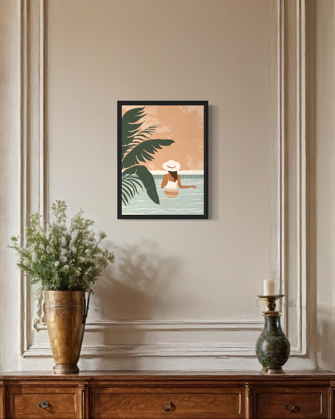 Female By Pool, Boho Art Print - Image 2
