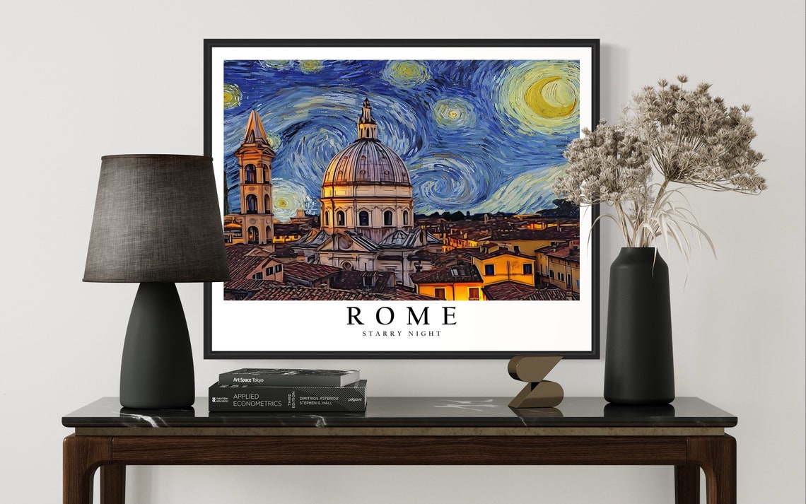 Rome Starry Night Skyline Van Gogh Inspired Travel City Poster - Image 3