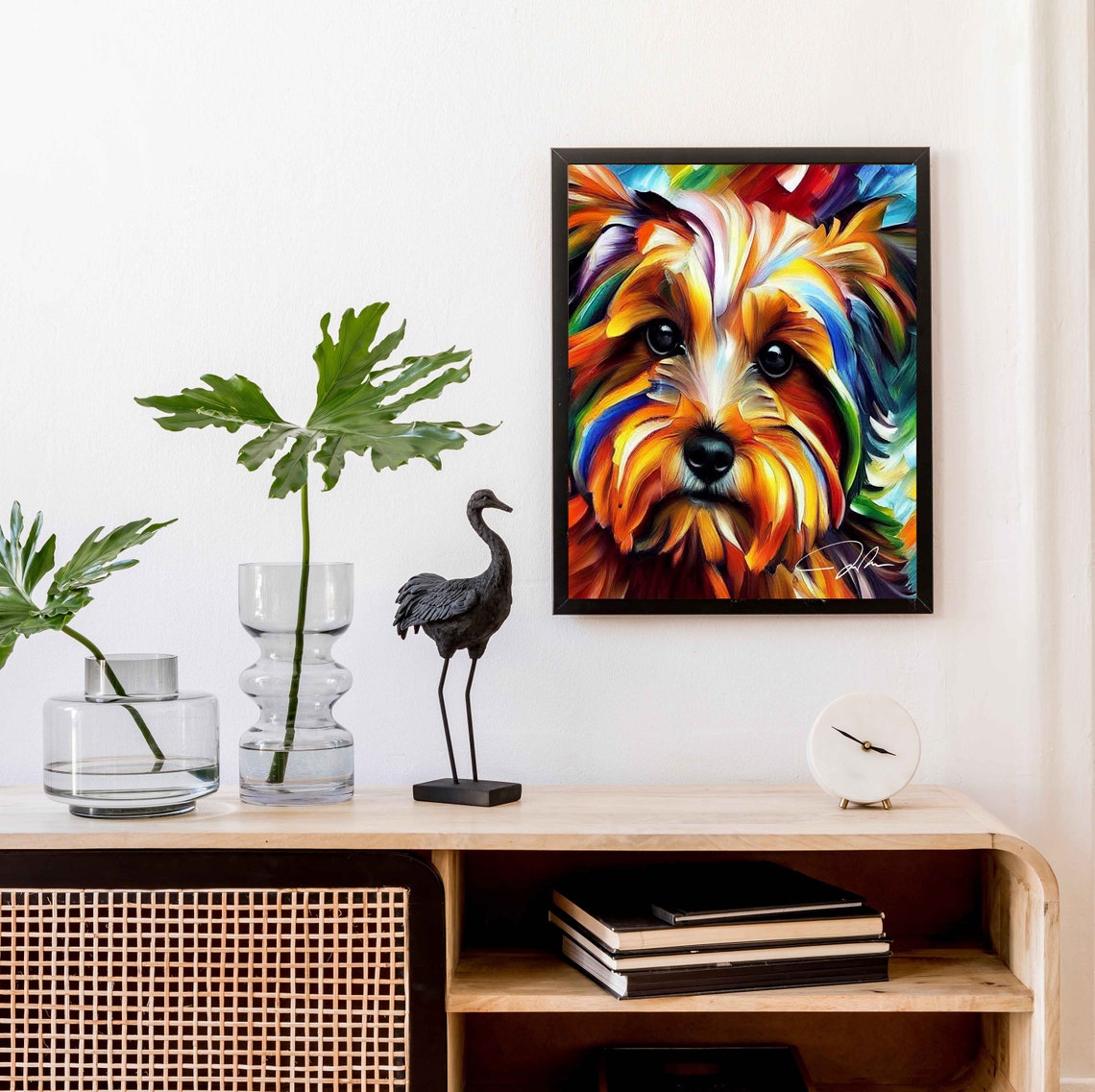Colorful Scruffy Terrier Dog Portrait Modern Impressionist Poster - Image 2