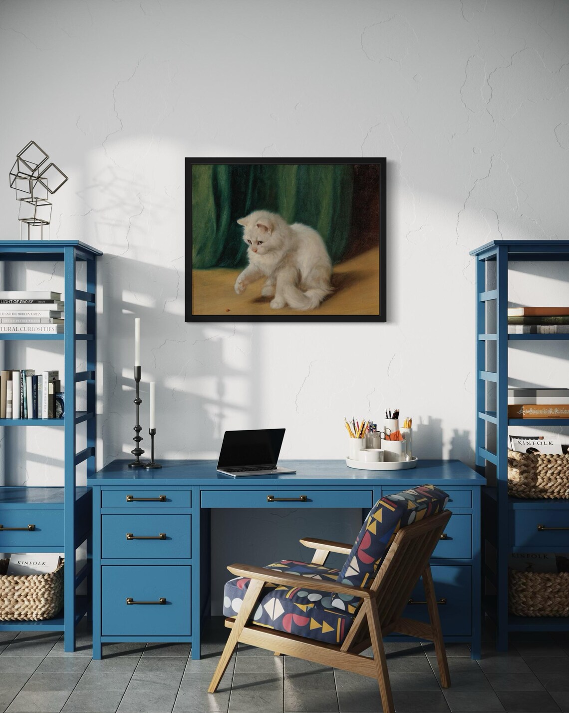 Cute Cat Art Print, Original Paint Artwork Decor - Image 3