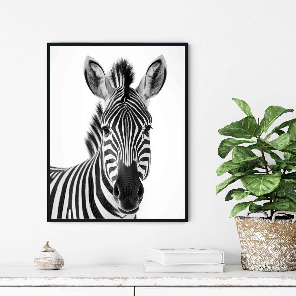 Zebra Black and White Striped Front Portrait Wildlife Poster - Image 4