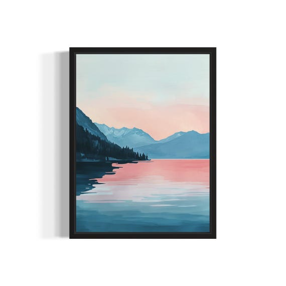 Lake Tahoe Abstract Boho Art Print Poster Original Artwork Painting Bathroom Prints Decor