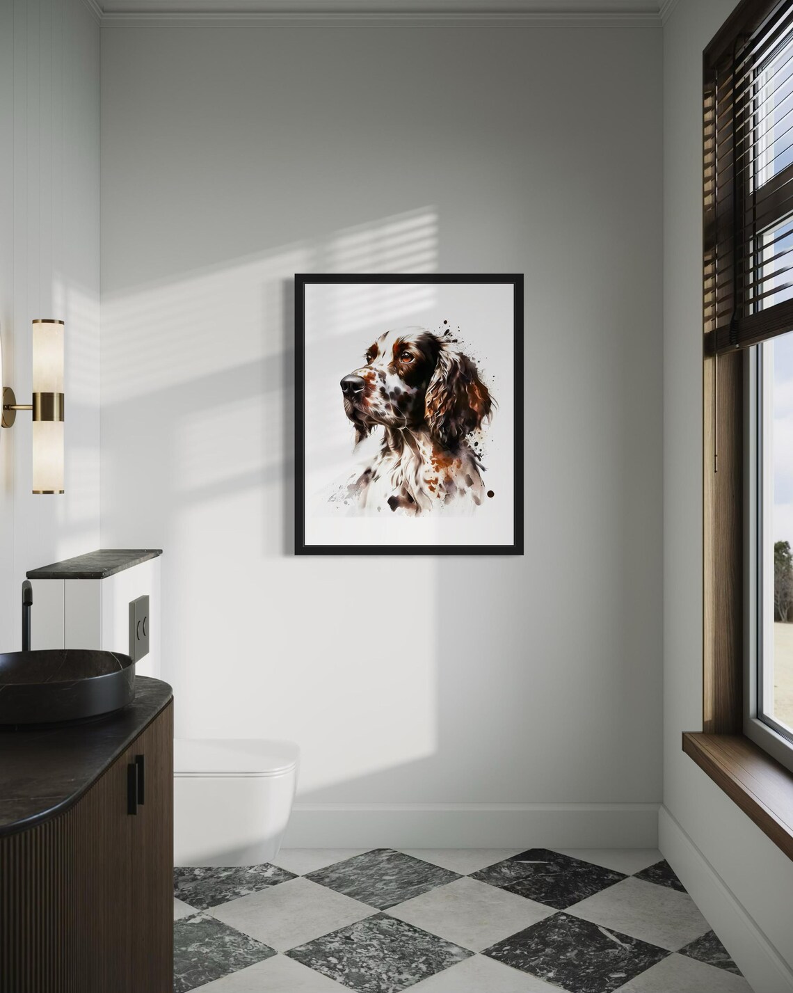 English Setter Spotted Dog Watercolor Portrait Hunting Breed Poster - Image 4