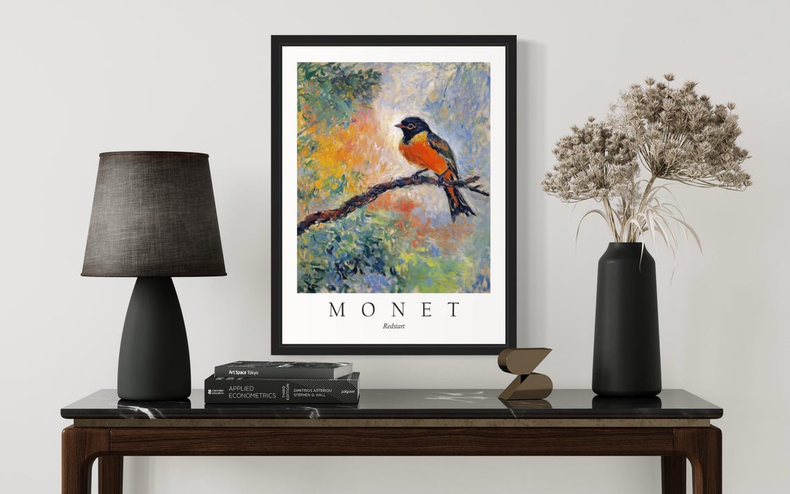 Redstart Bird Monet Art Print - Image 3