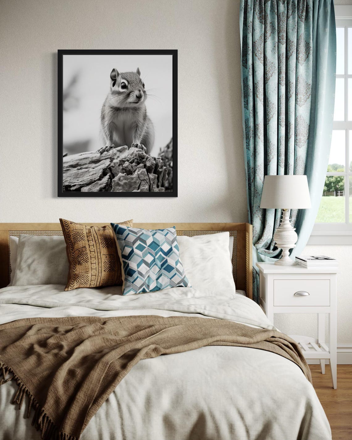 Chipmunk On Rock Close Up Black And White Photo Style Poster - Image 4