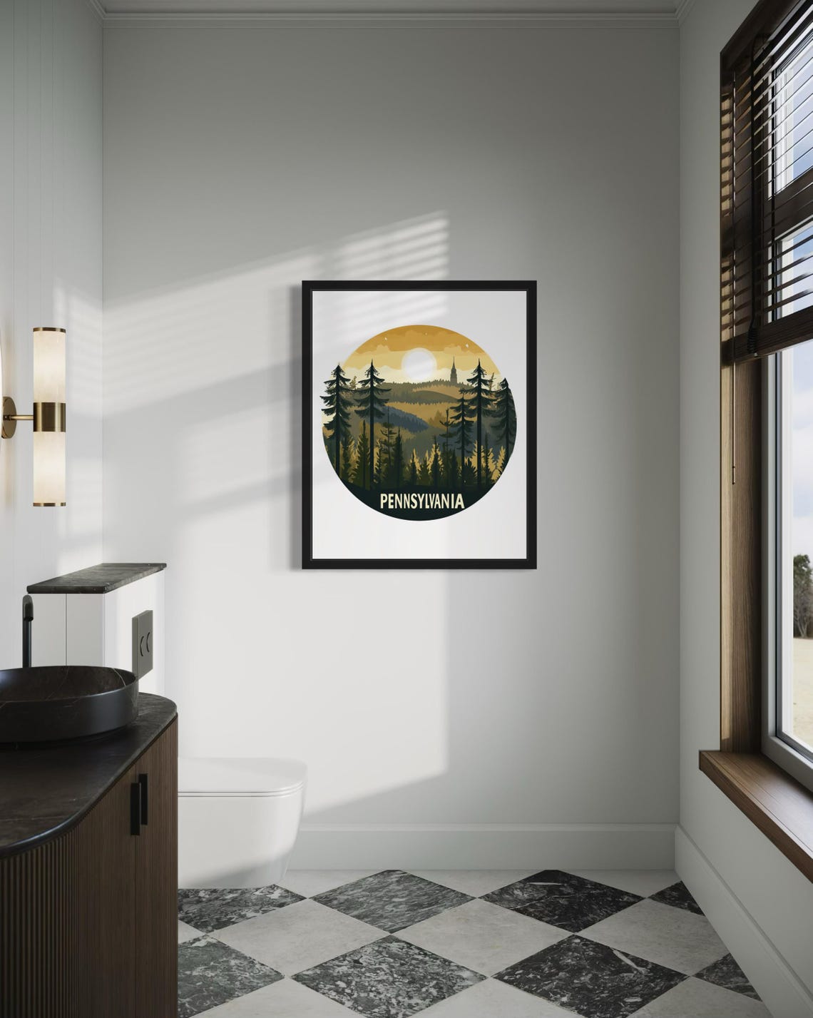 Pennsylvania Golden Sunset Pines Over Rolling Forest Hills Poster - Image 4