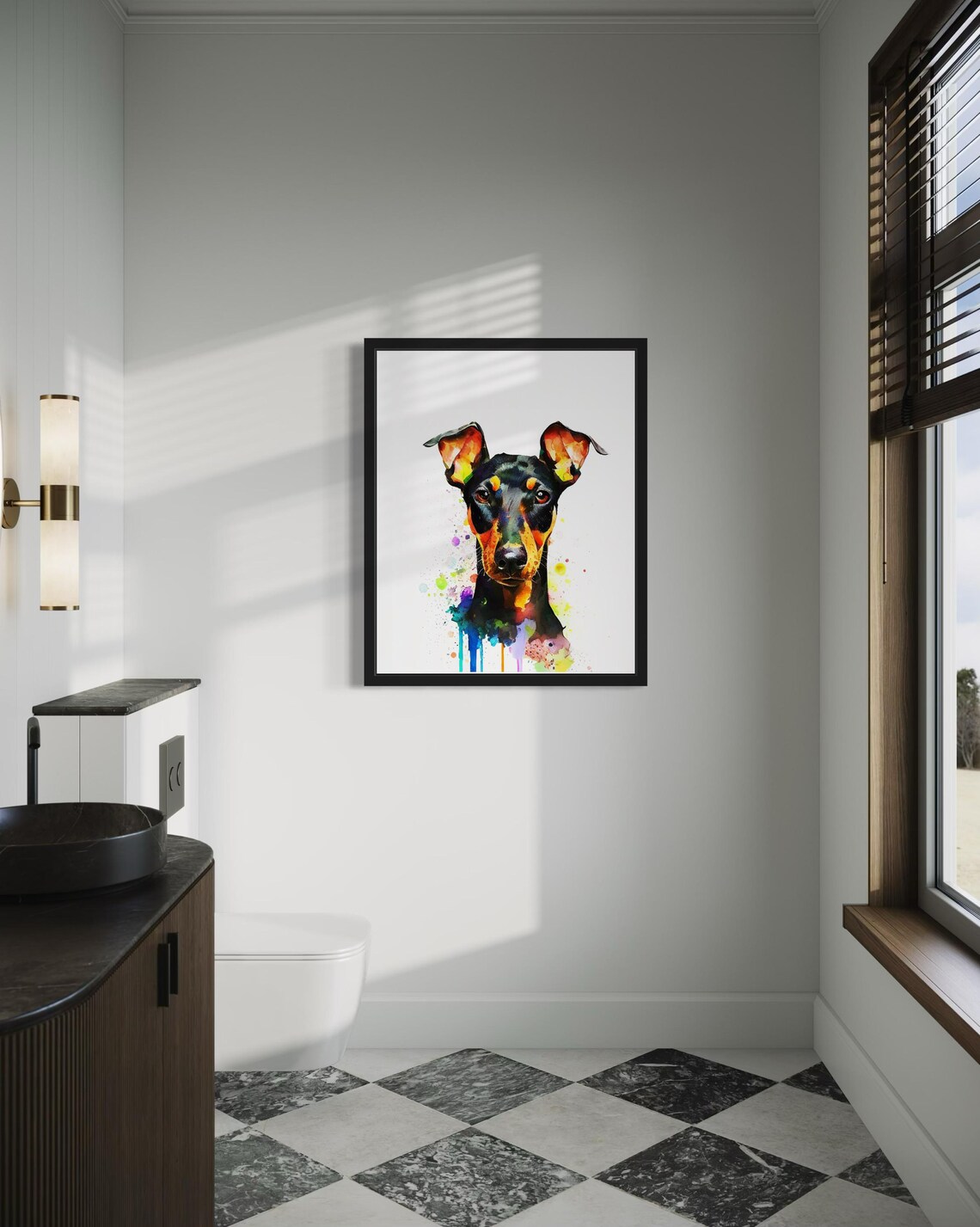 Manchester Terrier Black Tan Colorful Watercolor Portrait Poster - Image 4