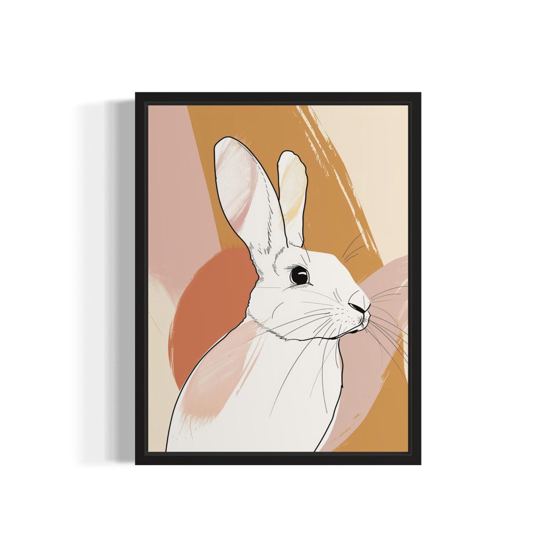 White Rabbit Elegant Line Art Warm Abstract Minimalist Poster