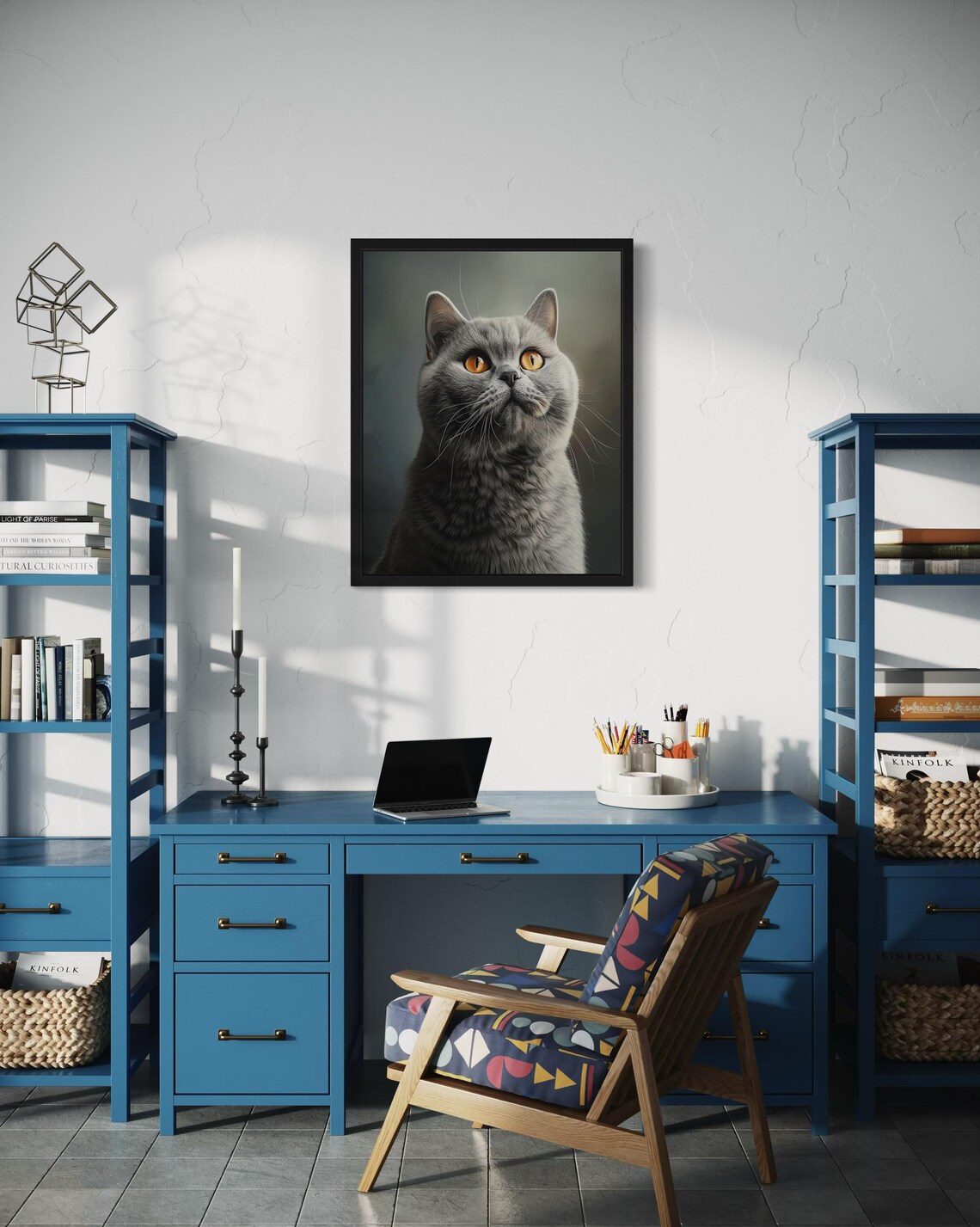 British Shorthair Cat Black and White Grey Breed Portrait Poster - Image 3