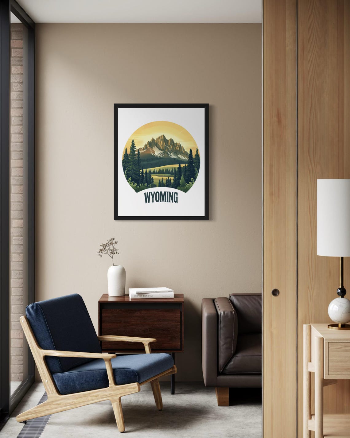 Wyoming Sunset Mountain Circular Travel Scenery Poster Home Decor Gift - Image 2