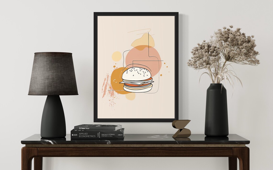 Hamburger Food Art Print, Original Paint Artwork - Image 3