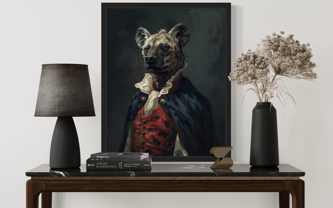 Spotted Hyena With Red Eyes Vampire Aristocrat Gothic Portrait Poster - Image 3
