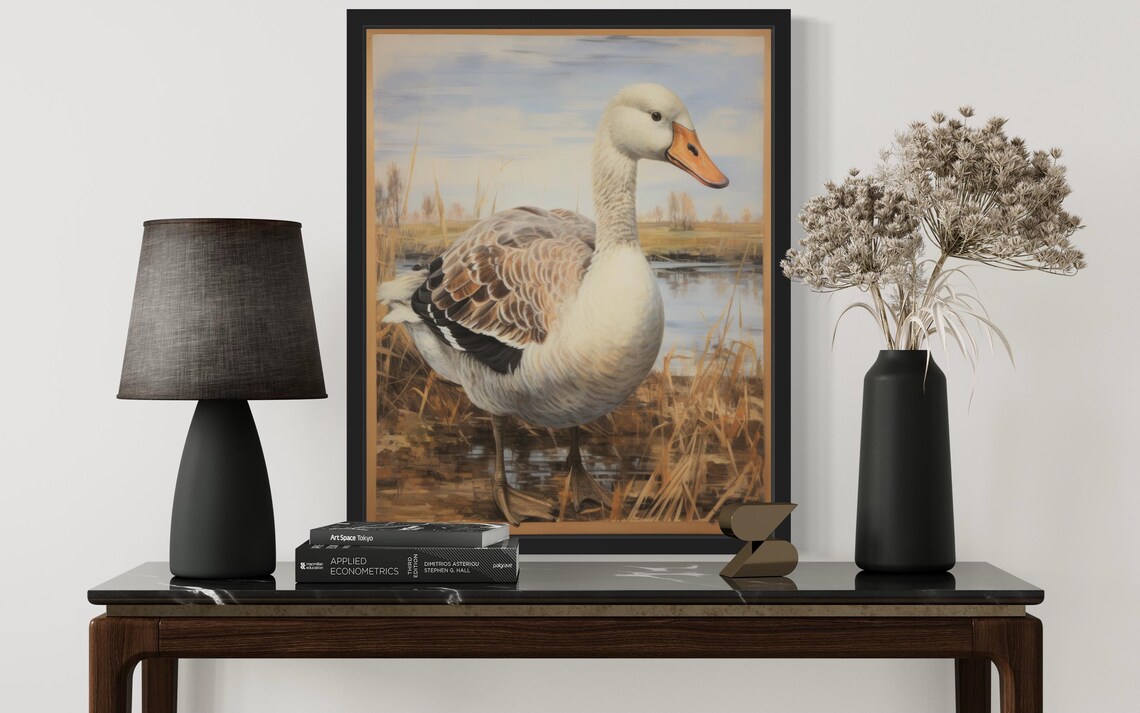 Bar-Headed Goose Standing in an Autumn Marsh Vintage Waterfowl Poster - Image 3