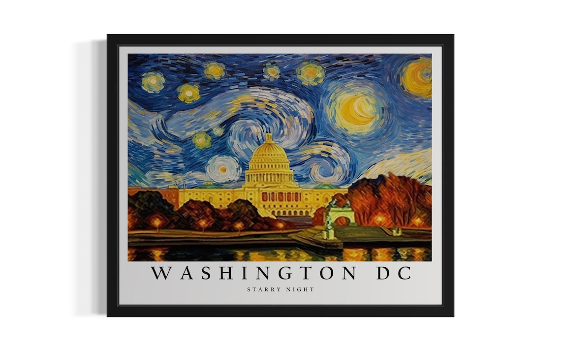 Washington Dc Starry Night, Van Gogh Art Print