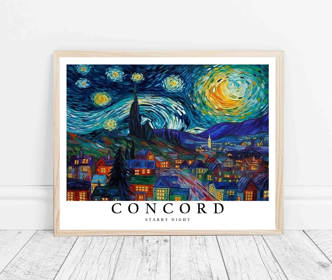 Concord Starry Night Village Hills Tall Cypress Night Poster - Image 3