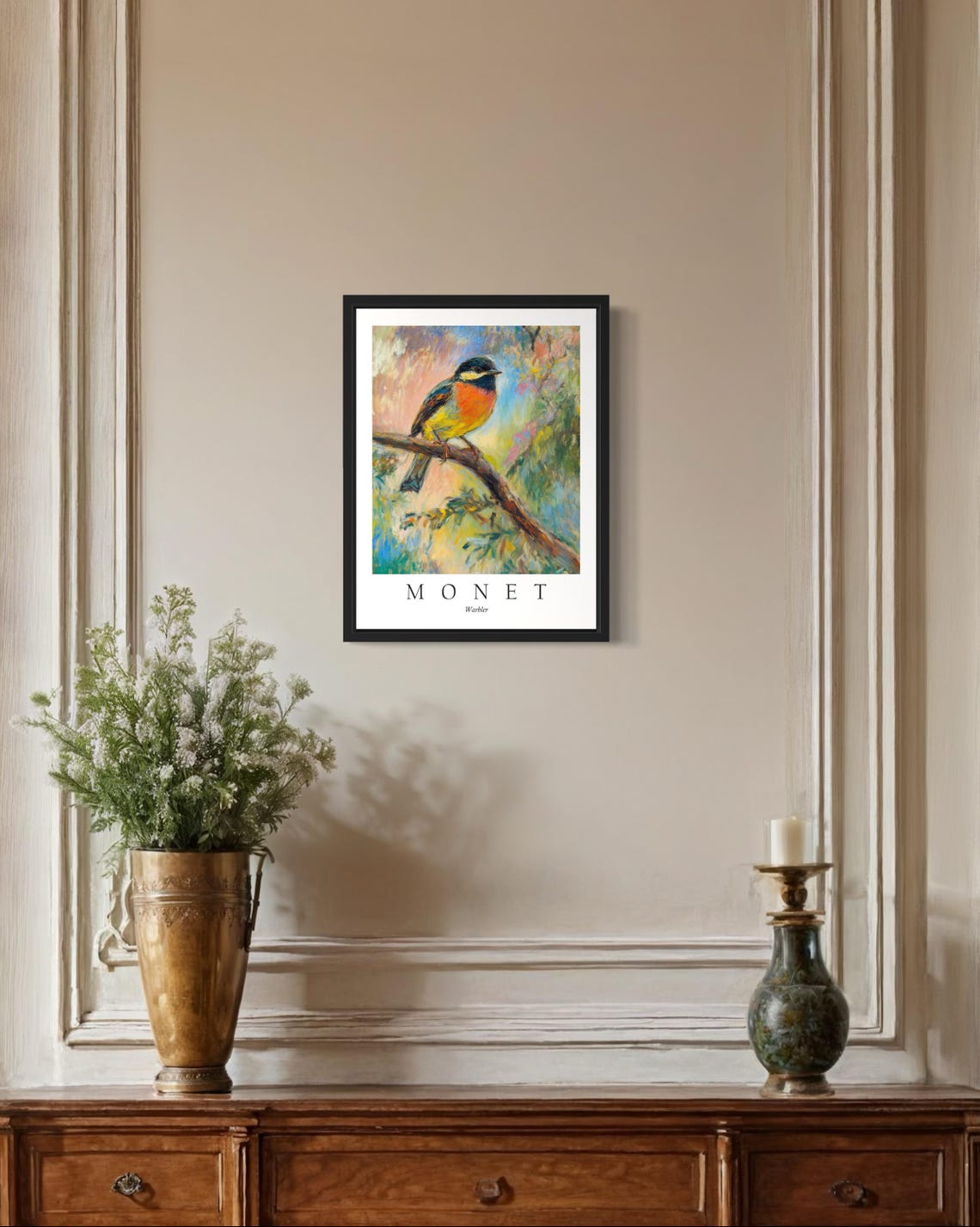 Warbler Bird Monet Art Print - Image 2