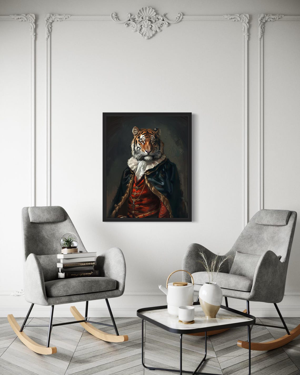 Tiger Vampire Aristocratic Gothic Portrait Oil Painting Poster - Image 3