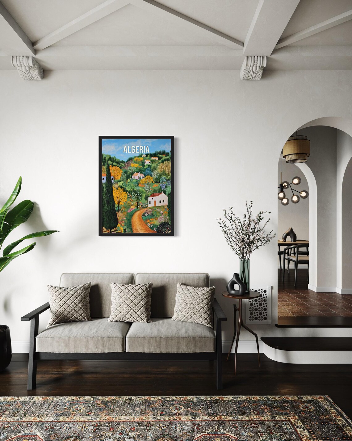 Algeria Hillside Village Naive Countryside Travel Art Poster - Image 3
