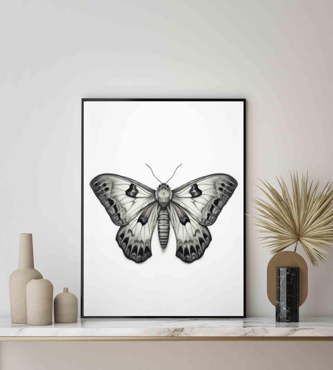 Moth Black And White Animal Art Print Wall Art Poster Original Paint Artwork Artwork Decor - Image 4