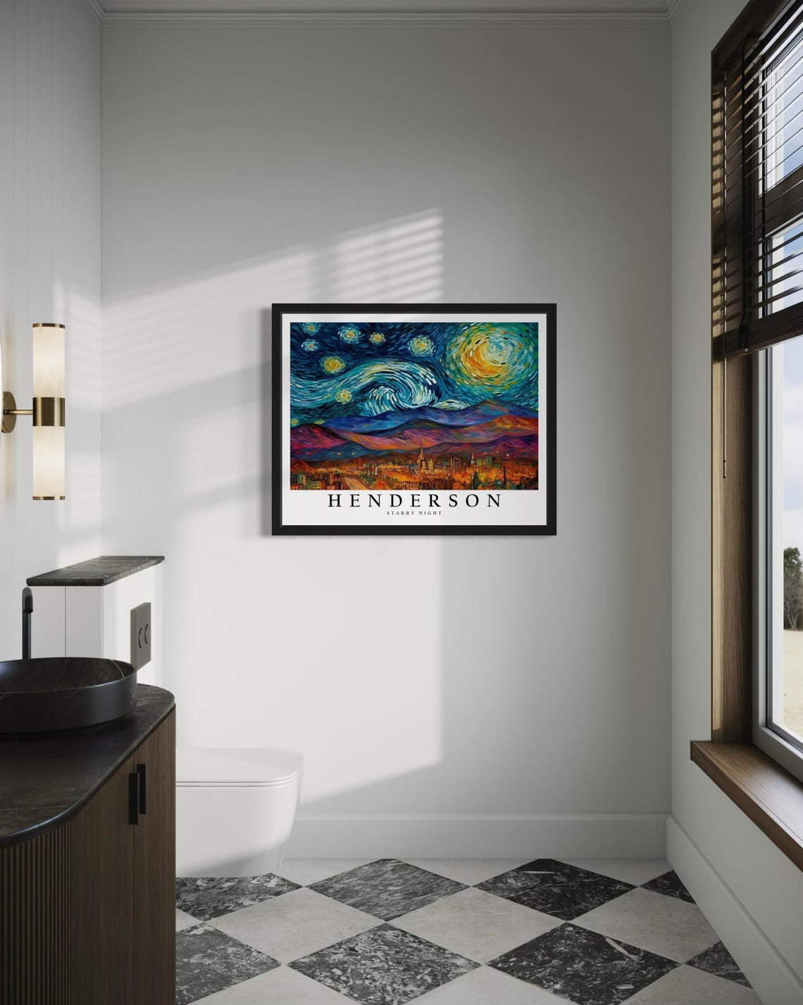 Henderson Nevada Desert Valley City Starry Night Lights Poster - Image 4
