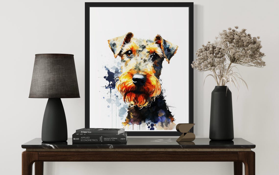 Welsh Terrier Watercolor Portrait Rustic Breed Dog Art Poster - Image 3