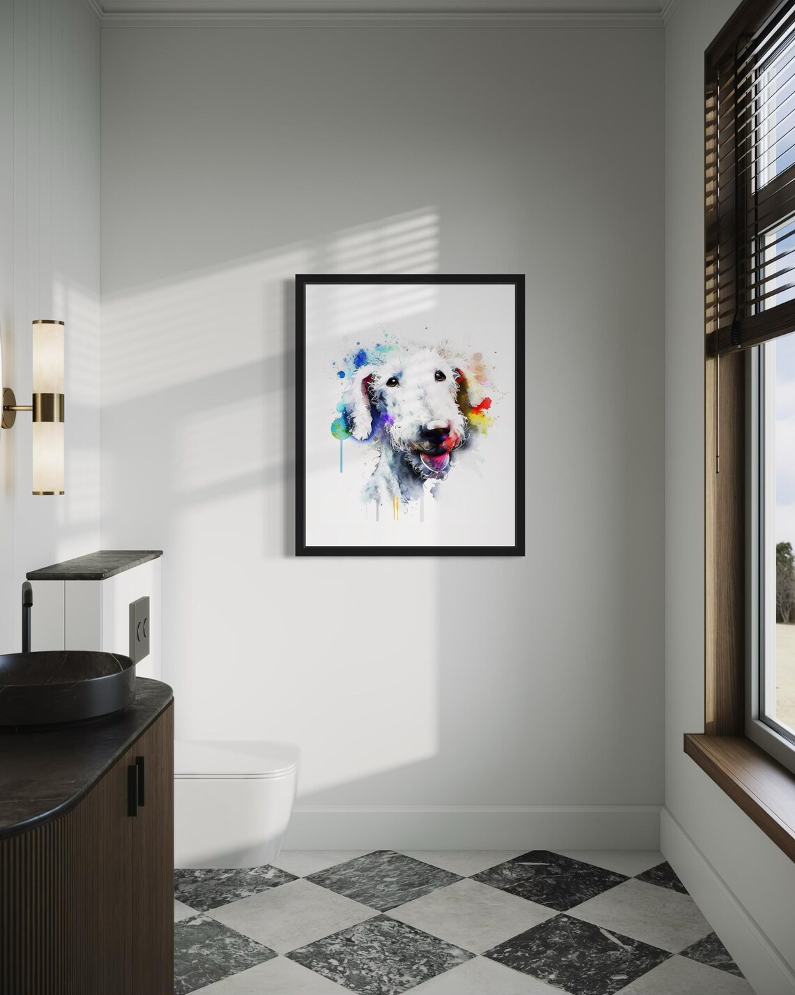 Bedlington Terrier Dog Colorful Splash Watercolor Portrait Poster - Image 4