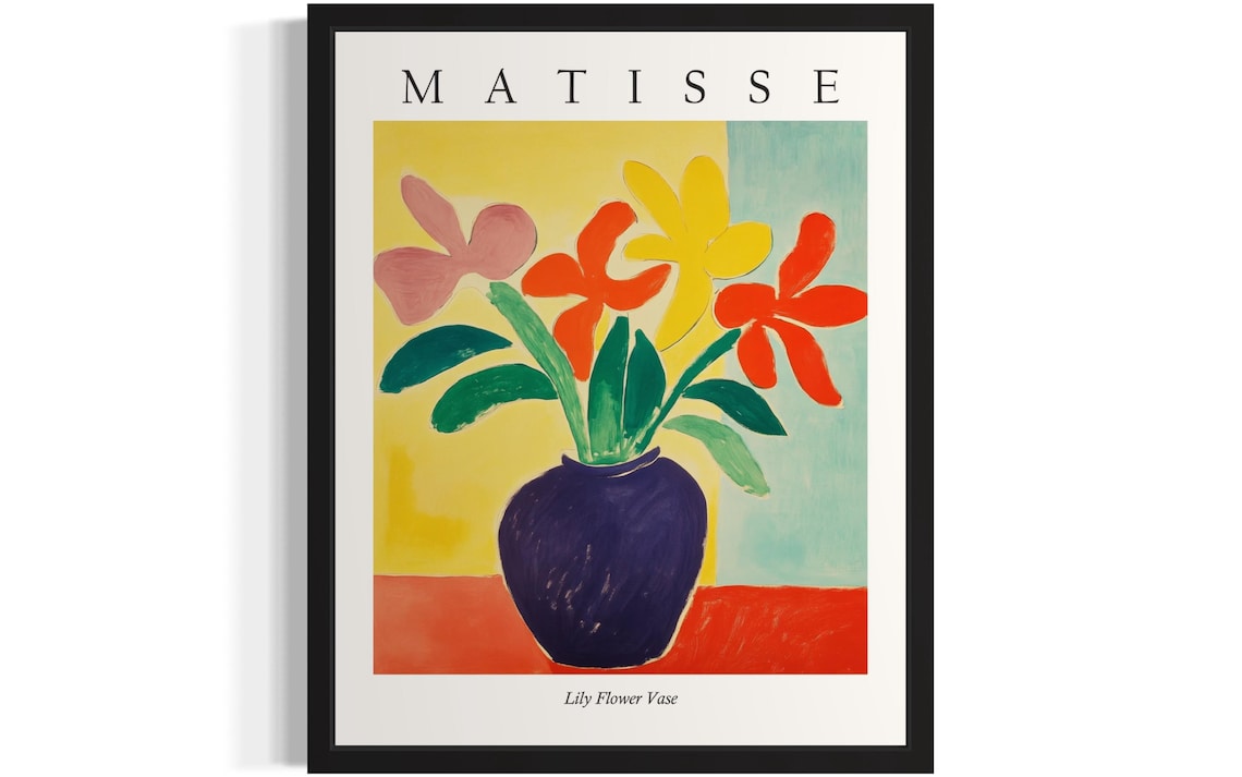 Matisse Style Lily Flower Vase Graceful Fauvist Still Life Poster