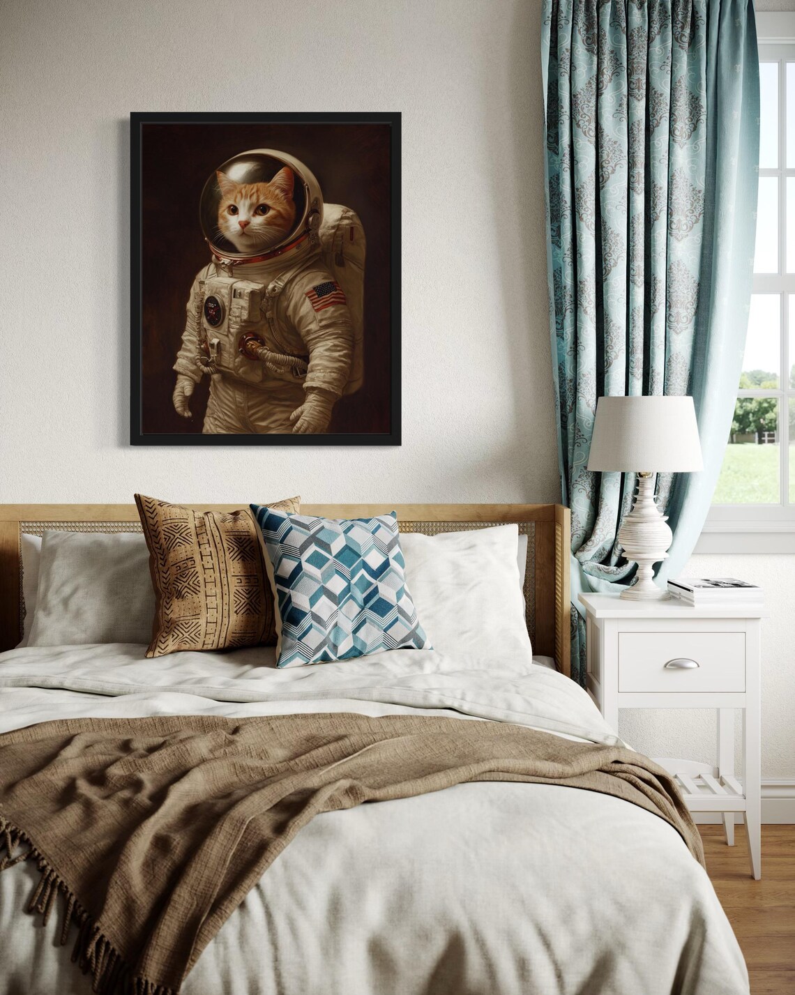 Astronaut Portrait Cat, Original Paint Artwork - Image 2